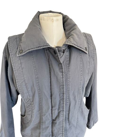 Vintage 80s Pan Asia Insulated Parka Coat Mixed Media Gray Blue size S - Picture 8 of 13